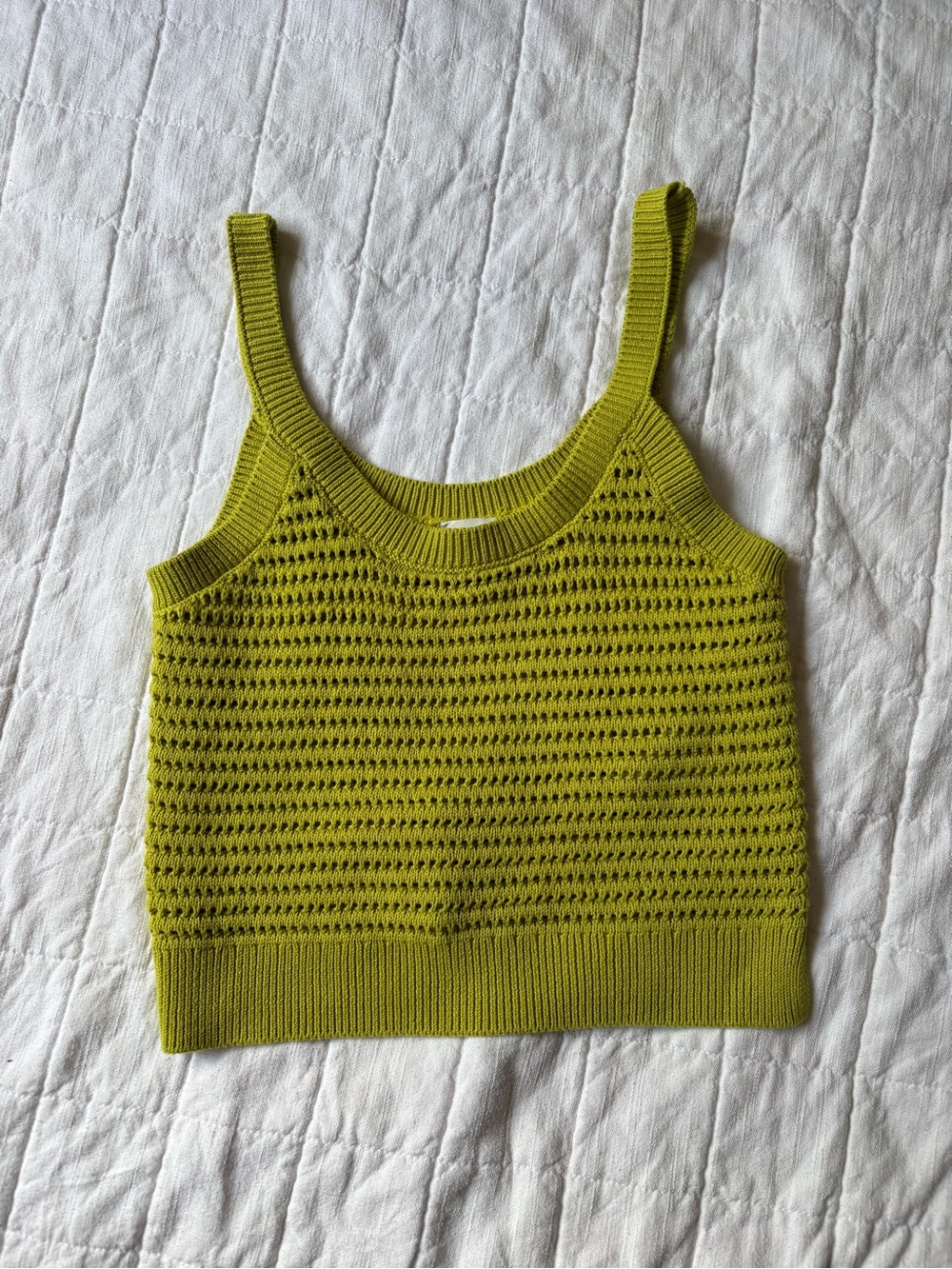 NWOT Abercrombie Women's Green Crochet Knit Crop Tank Top Summer Vacation XS